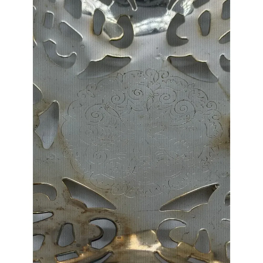 Vintage Leomans Silver-Plated Pierced Bride's BasketBonbon Dish w/Folding Handle